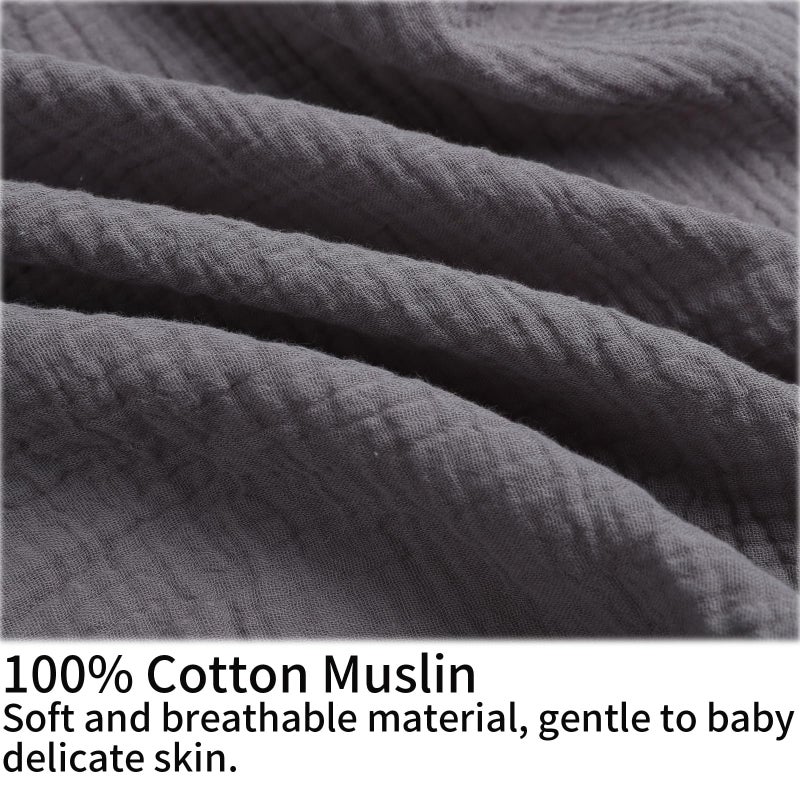 Onacosht Muslin Nursing Pillow Cover Soft 100% Cotton Feeding Pillow Slipcover Fits Standard Infant Nursing Pillow for Baby Boy and Girl, Grey - Image 2